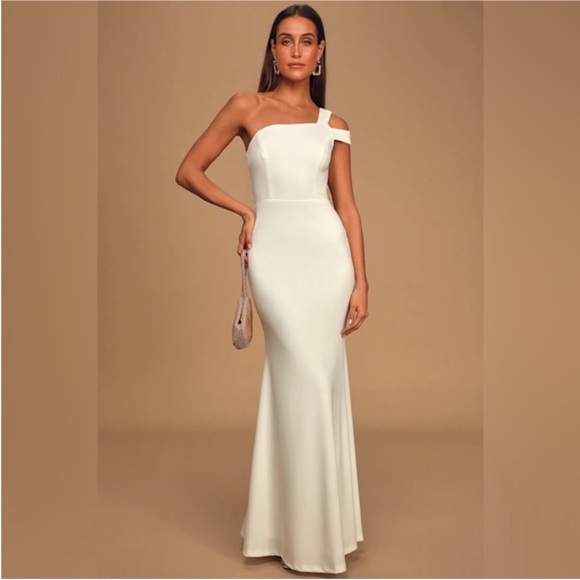 Lulus Dresses & Skirts - Lulu's White One-Shoulder Mermaid Maxi Dress